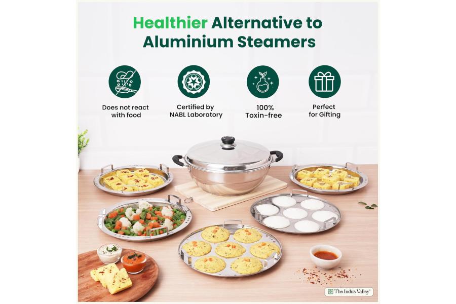 The Indus Valley Stainless Steel Idli Maker/Momo Maker/Multi Kadai